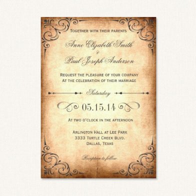 Rustic Vintage Wedding Invitations With Vintage Typography & Elements